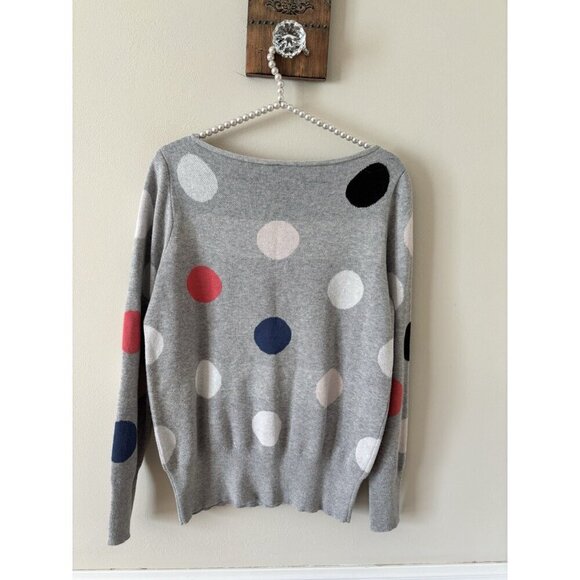 Ann Taylor Womens Size M Gray Pullover Sweater Multicolor Dots Cotton Blend - Picture 3 of 4